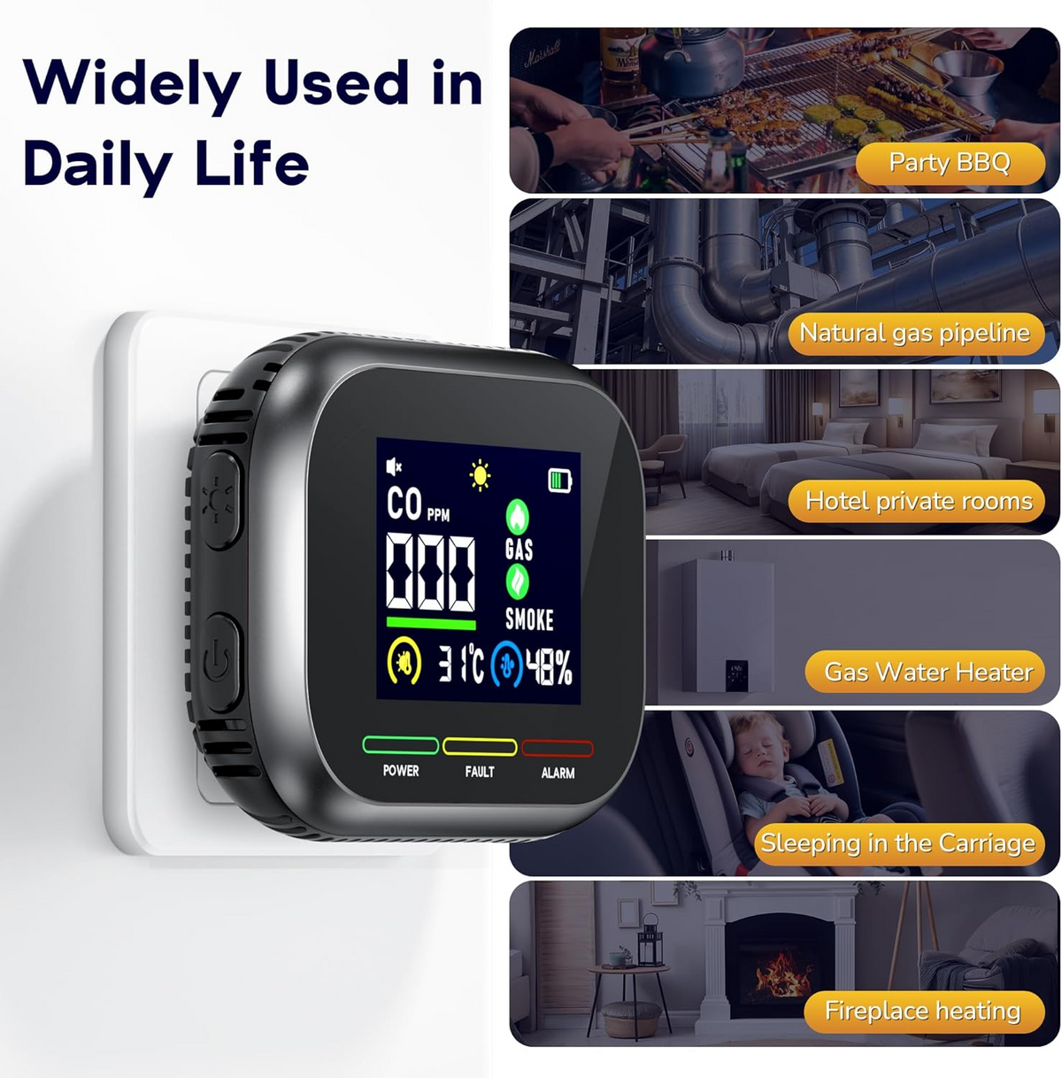 6 in 1 Carbon Monoxide & Gas Detectors